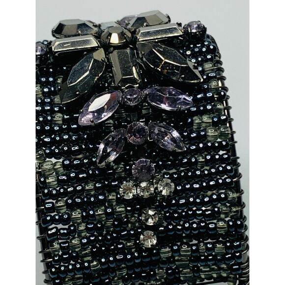 New Cookie Lee Hematite Tone Beaded Open Cuff Bracelet - Picture 6 of 7